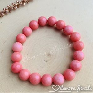 Pink Rhodochrosite gemstone Stretchy Bracelet